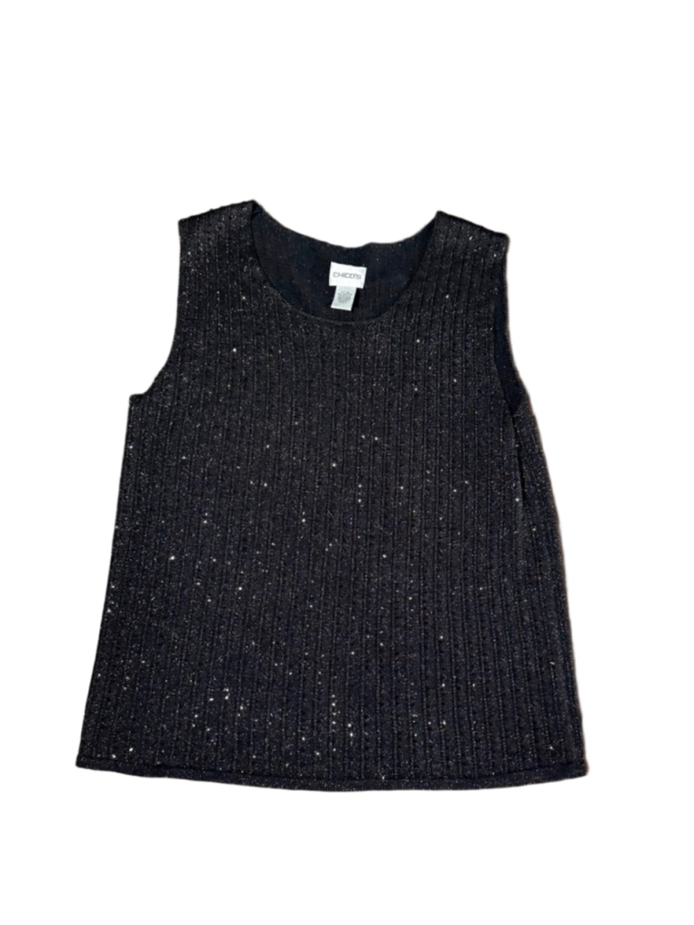 Chico's Black Gold Sparkle Ribbed Tank Top Size XL